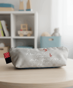 Trousse scolaire bleu-gris