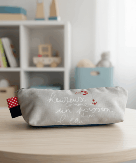 Trousse scolaire bleu-gris