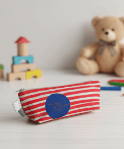 Trousse scolaire rouge-gris