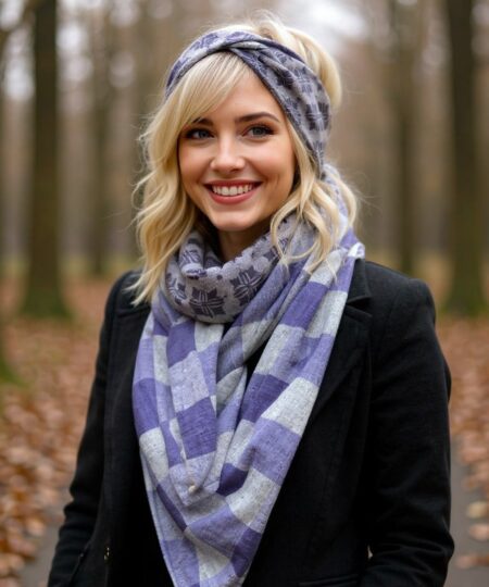 Echarpe 140x140 - Vichy Lavande