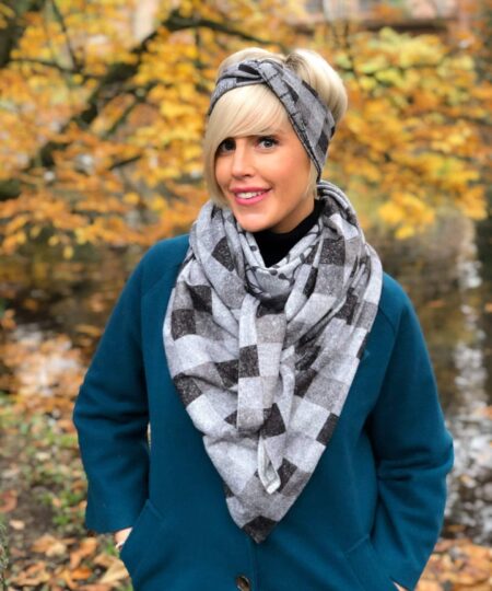 Alternative view of Echarpe 140x140 - Vichy gris