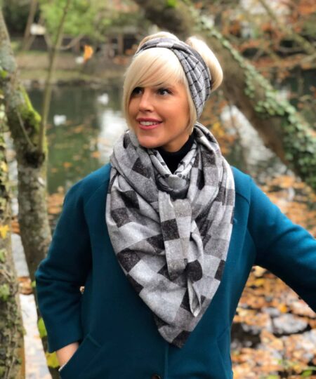 Echarpe 140x140 - Vichy gris