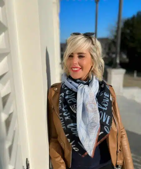 Foulard 140x140 - Love bleu ciel