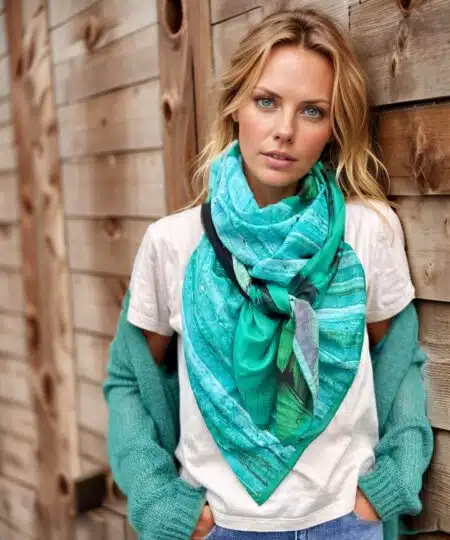 Foulard 140x140 - Papillon vert