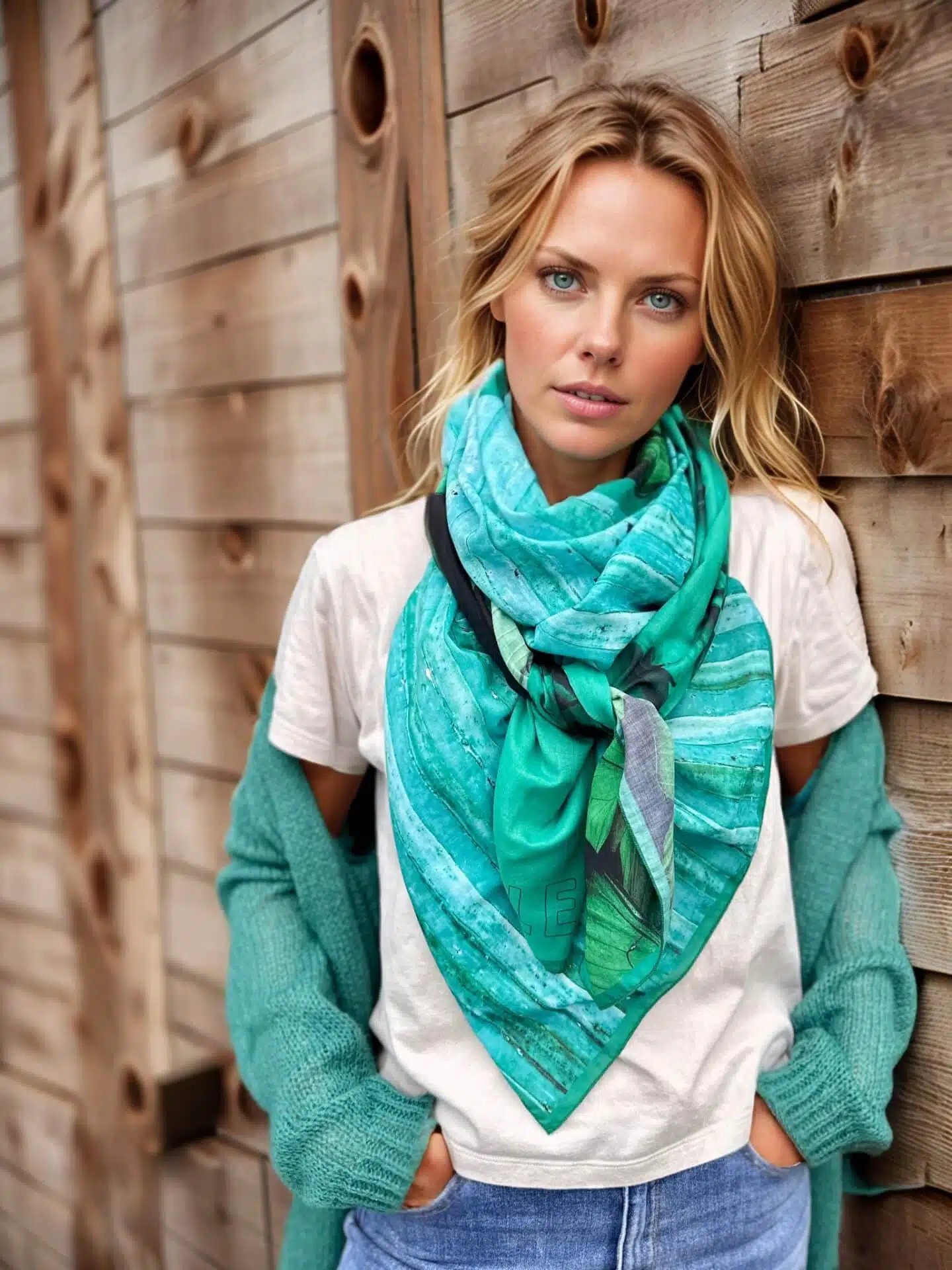 Foulard 140x140 - Papillon vert