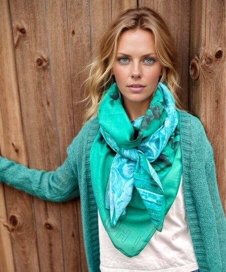 Alternative view of Foulard 140x140 - Papillon vert