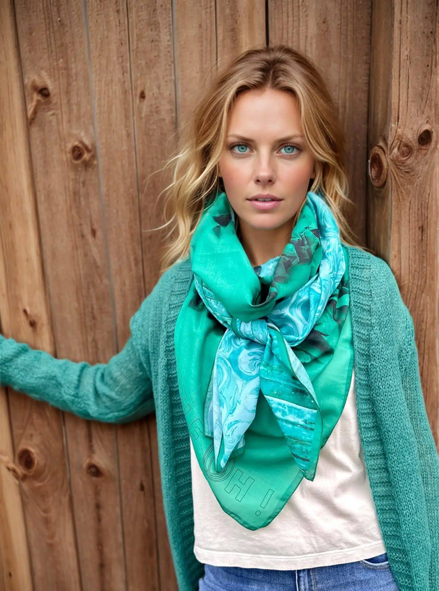 Foulard 140x140 - Papillon vert – Image 2