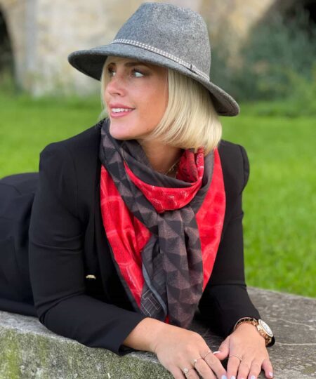 Foulard 140x140 - Cuir & chocolat