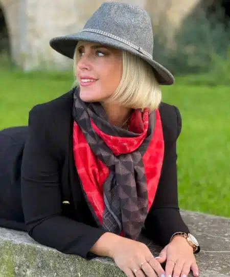 Foulard 140x140 - Cuir & chocolat