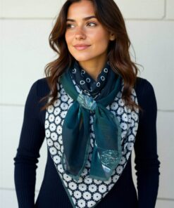 Alternative view of Foulard réf. 7690 - Bleu canard