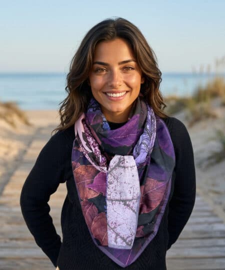 Alternative view of Foulard 140x140 - Nature mauve