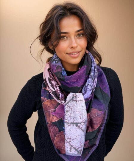 Alternative view of Foulard 140x140 - Nature mauve