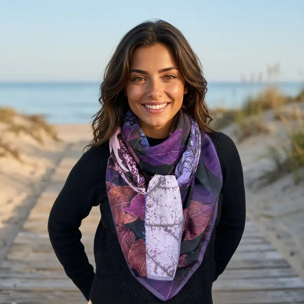 Foulard 140x140 - Nature mauve – Image 2