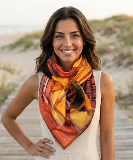 Foulard 140x140 - Mangue & tournesol