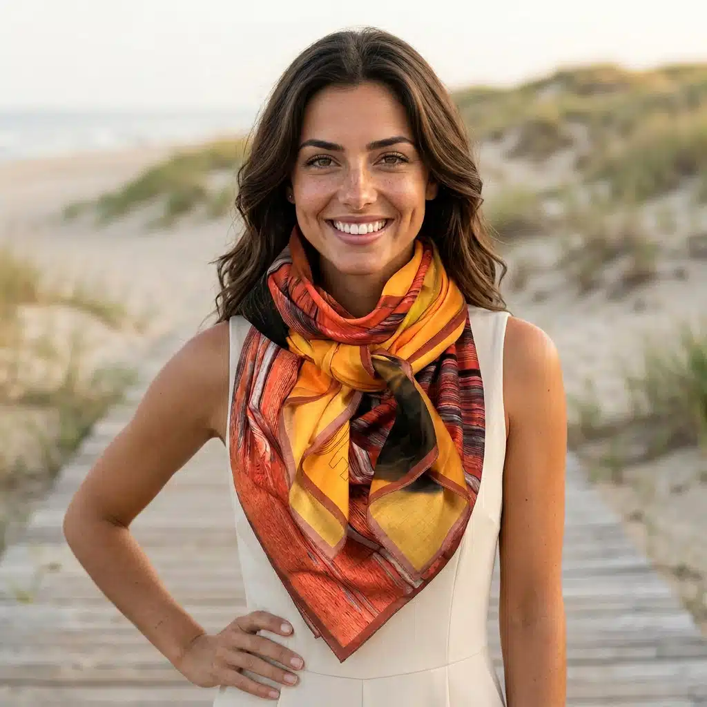 Foulard 140x140 - Mangue & tournesol