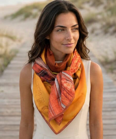 Alternative view of Foulard 140x140 - Mangue & tournesol