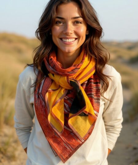 Alternative view of Foulard 140x140 - Mangue & tournesol