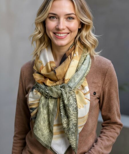 Alternative view of Foulard réf. 140x140 - Fleurs séchées