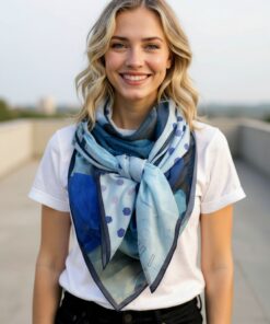 Alternative view of Foulard réf. 7834 - Pois bleus