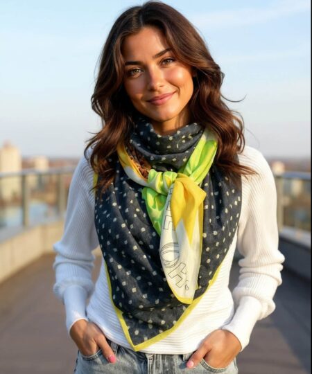 Alternative view of Foulard 140x140 - Citron vert