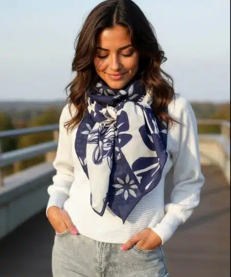 Foulard 140x140 - Navy Bloom