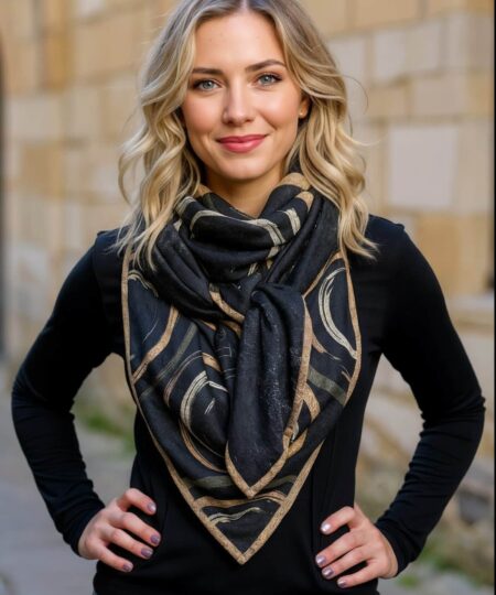 Echarpe 140x140 - Black & gold