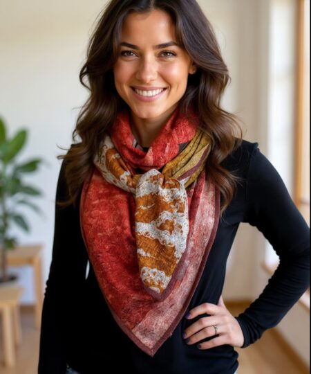 Alternative view of Echarpe 140x140 - Terre orange