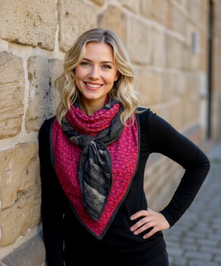 Echarpe 140x140 - Rose vif