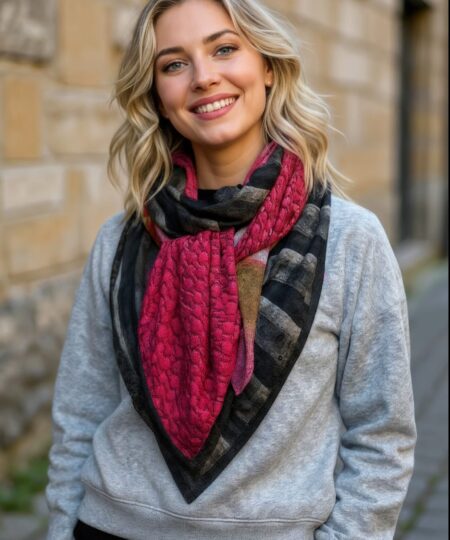 Alternative view of Echarpe 140x140 - Rose vif