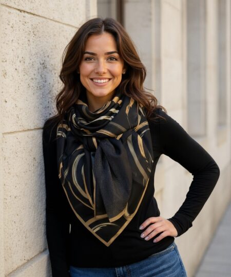 Foulard 140x140 - Black & Gold