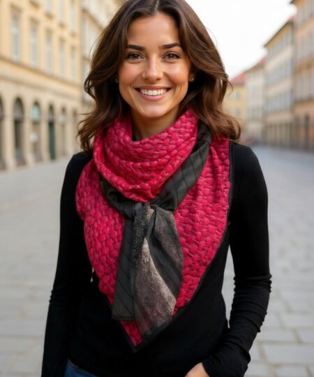 Alternative view of Foulard 140x140 - Rose vif