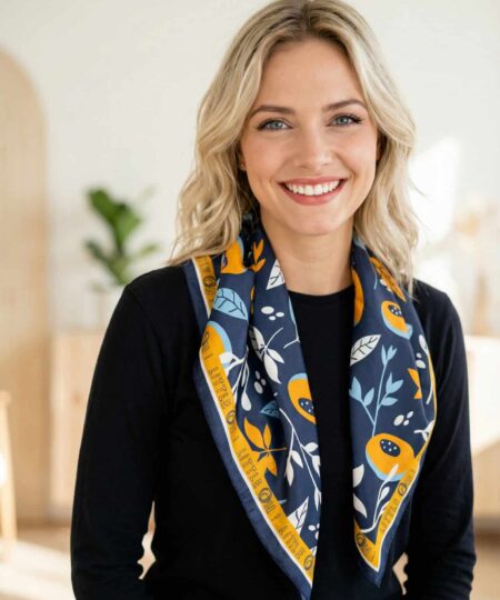 Foulard satin 70x70 - Blue papaya