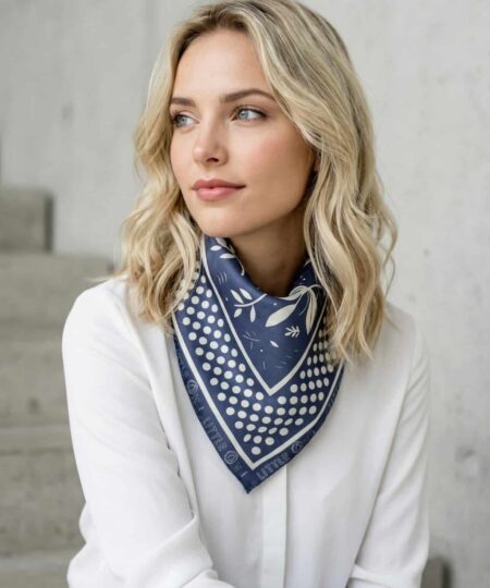 Foulard satin 70x70 - Bleu azulejo