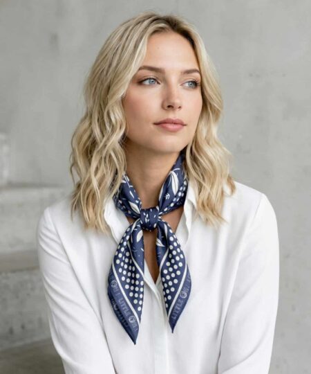 Alternative view of Foulard satin 70x70 - Bleu azulejo