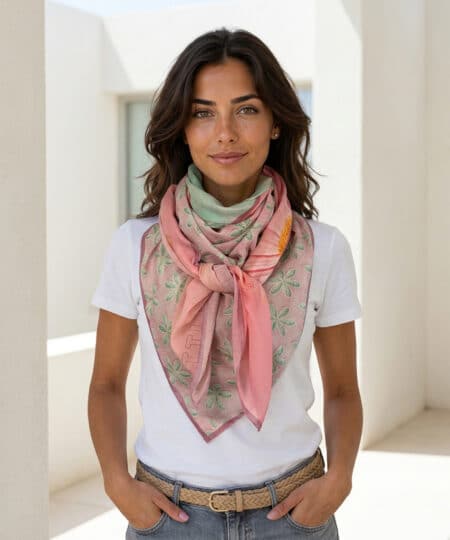 Alternative view of Foulard 140x140 - Carrousel Rose